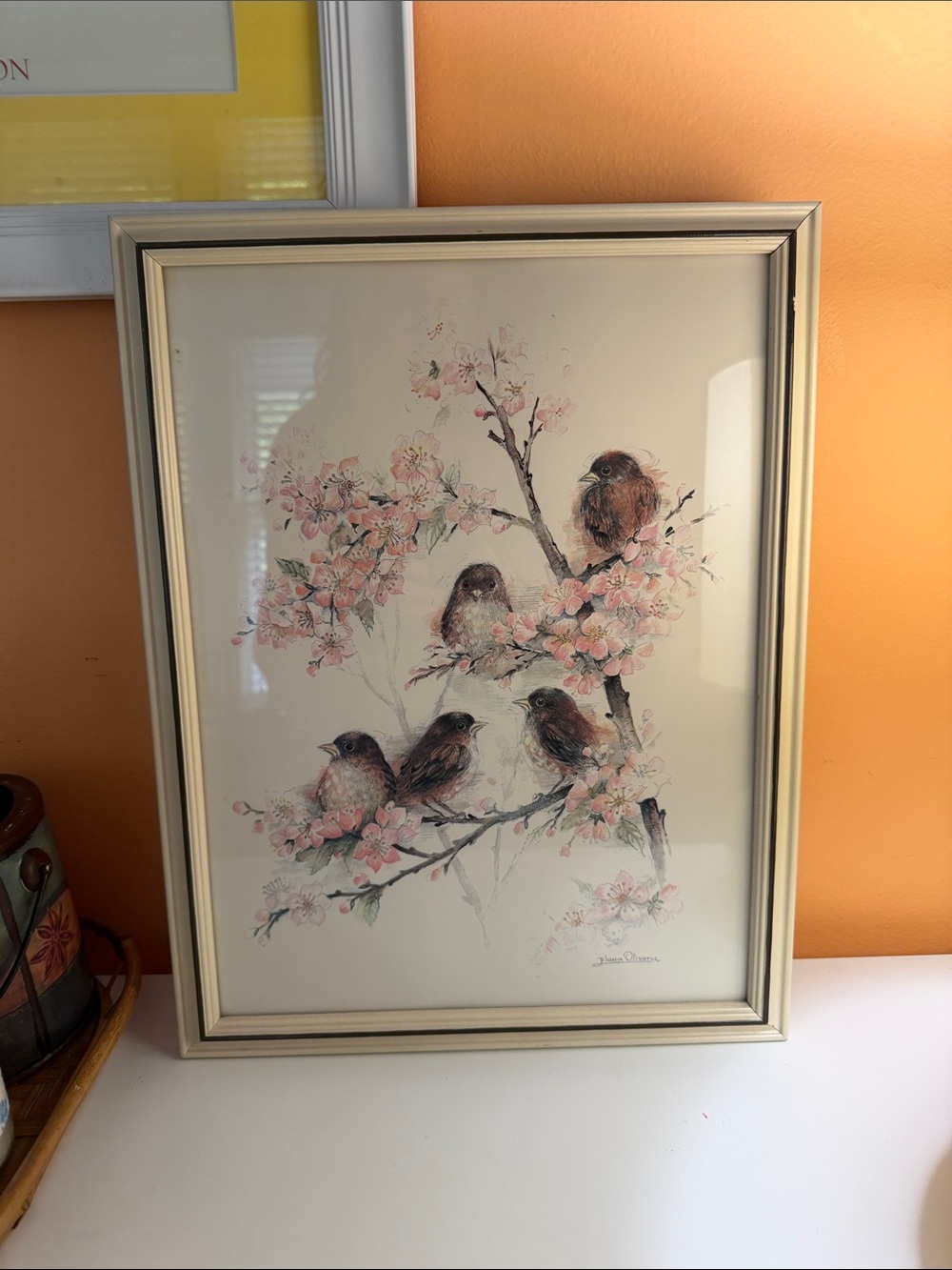 Signed Framed Vintage Original Art Birds Nature